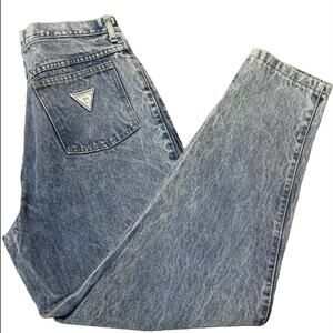 Vintage Palmettos Acid Wash Mom Jeans High Rise Tapered Size 11 27x28 90s USA